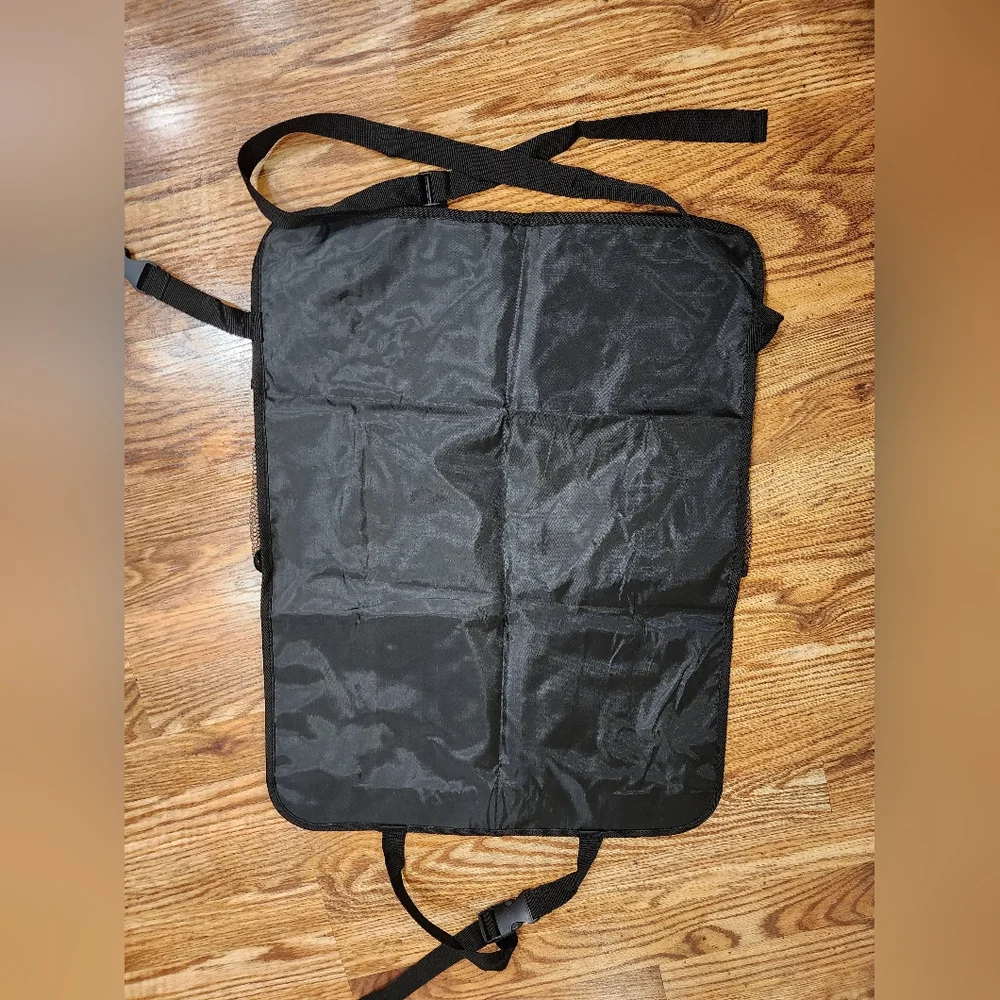 Black Backseat Car Organizer with Touch Screen Tablet Holder and lots of pockets